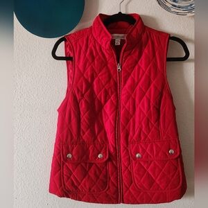 Croft & Barrow Bright Red Quilted Vest Petite Small